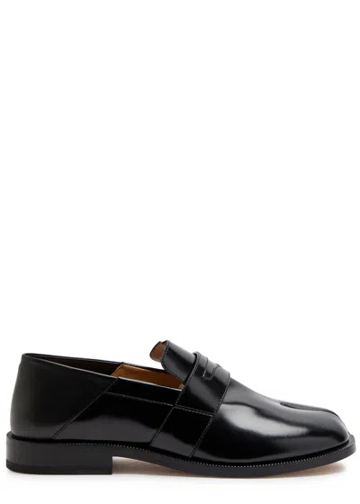 Maison Margiela 20mm Tabi Brushed Leather Loafers In Black