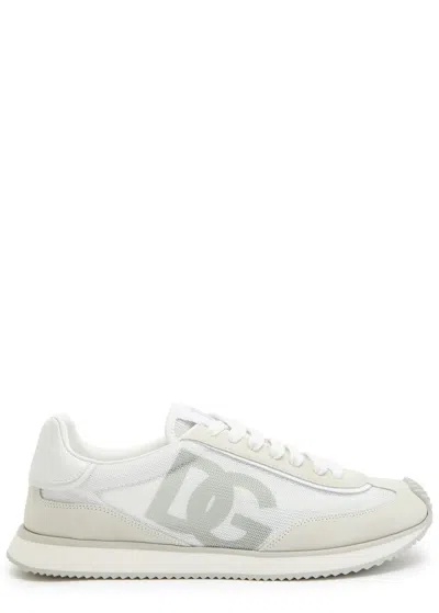 Dolce & Gabbana Calfskin Strobel Portofino Light Sneakers In White