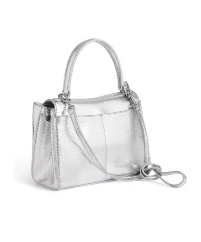Balenciaga Rodeo Mini Python-embossed Leather Crossbody Bag In Silver