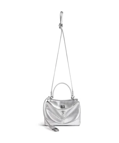 Balenciaga Rodeo Mini Python-embossed Leather Crossbody Bag In Silver