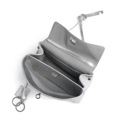 Balenciaga Rodeo Mini Python-embossed Leather Crossbody Bag In Silver