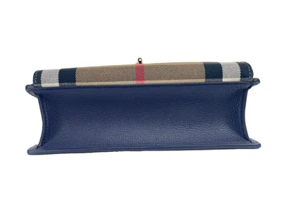 Burberry Macken Small Regency Blue House Check Leather Crossbody Women's Bag