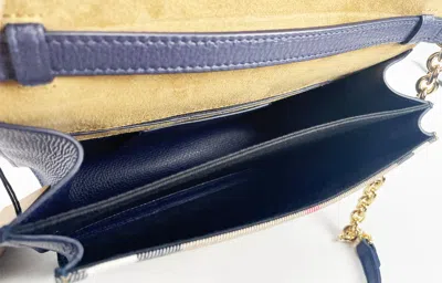 Burberry Macken Small Regency Blue House Check Leather Crossbody Women's Bag