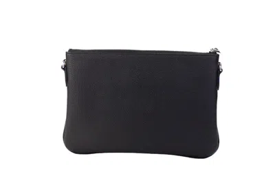 Burberry Peyton Monogram Black Leather Pouch Crossbody Bag Women's Purse