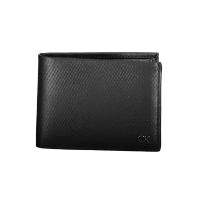 Calvin Klein Black Leather Men Men's Wallet In Black