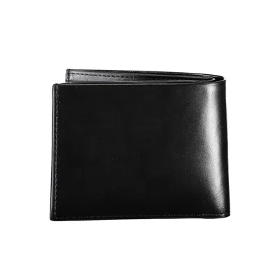 Calvin Klein Black Leather Men Men's Wallet In Black