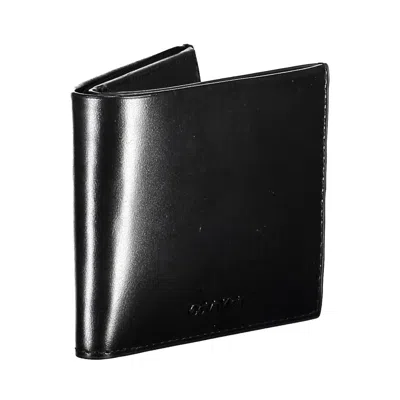 Calvin Klein Black Leather Men Men's Wallet In Black