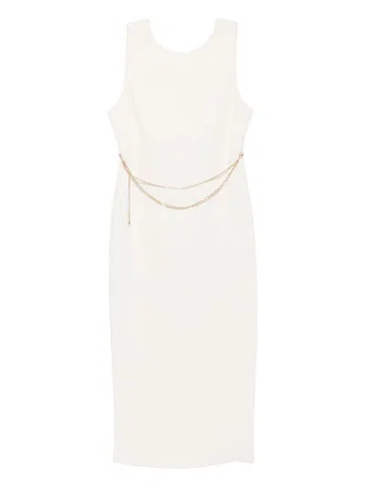 Twinset Chain-embellished Sleeveless Midi Dress In White