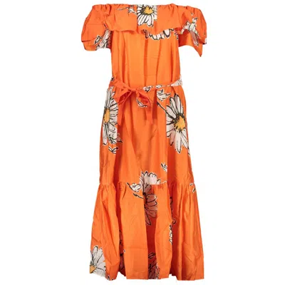 Desigual Orange Cotton Dress In Orange