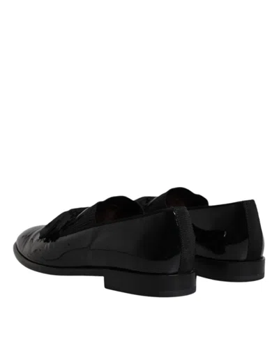 Pre-owned Dolce & Gabbana Black Leather Loafers Men Formal Dress Men's Shoes ()