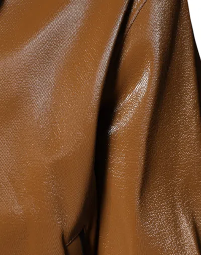 Dolce & Gabbana Dark Camel Cotton Full Zip Blouson Jacket In Brown