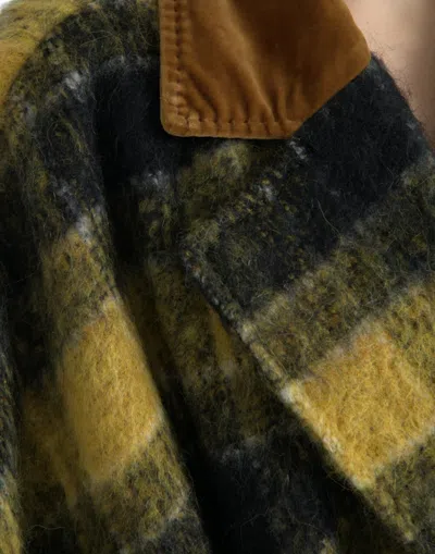 Dolce & Gabbana Chic Checkered Long Trench Coat In Sunny Women's Yellow In Yellow