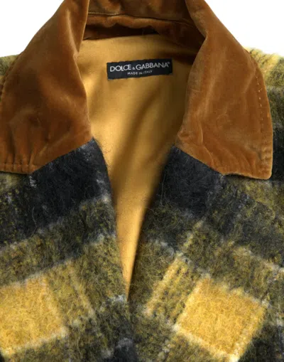 Dolce & Gabbana Chic Checkered Long Trench Coat In Sunny Women's Yellow In Yellow