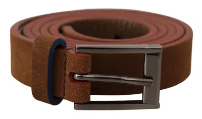 Dolce & Gabbana Chic Suede Belt With Logo Engraved Women's Buckle In Brown