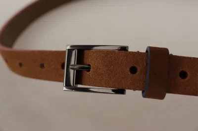 Dolce & Gabbana Chic Suede Belt With Logo Engraved Women's Buckle In Brown