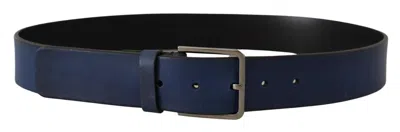 Dolce & Gabbana Elegant Blue Leather Belt With Silver Men's Buckle In Blue