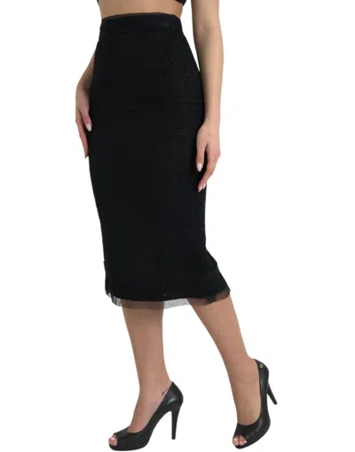 Dolce & Gabbana Elegant High Waist Midi Women's Skirt In Black
