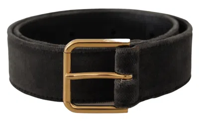 Dolce & Gabbana Elegant Velvet Belt With Engraved Women's Buckle In Brown