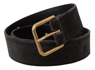 Dolce & Gabbana Elegant Velvet Belt With Engraved Women's Buckle In Brown