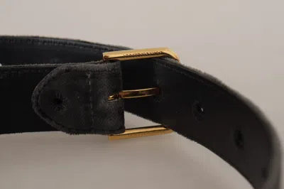 Dolce & Gabbana Elegant Velvet Belt With Engraved Women's Buckle In Brown
