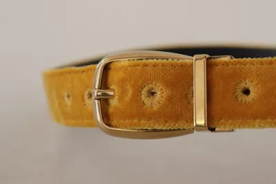 Dolce & Gabbana Elegant Velvet Gold Buckle Women's Women's Belt In Gold