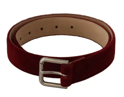 Dolce & Gabbana Elegant Velvet Logo Engraved Women's Belt In Red