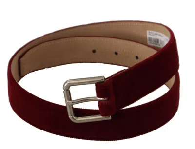 Dolce & Gabbana Elegant Velvet Logo Engraved Women's Belt In Red