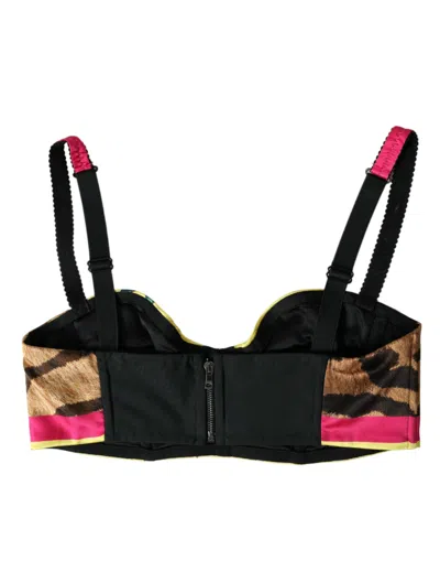 Dolce & Gabbana Floral Silk Blend Bustier Crop Top In Multi