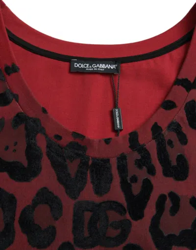 Dolce & Gabbana Red Leopard Print Sleeveless Tank T-shirt In Red