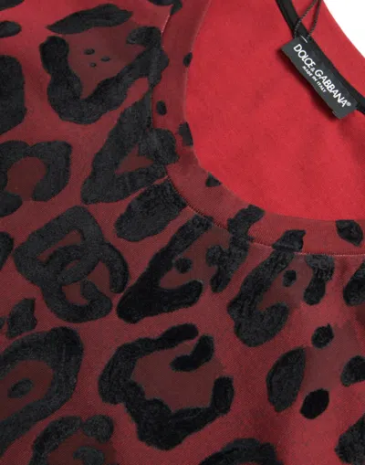 Dolce & Gabbana Red Leopard Print Sleeveless Tank T-shirt In Red