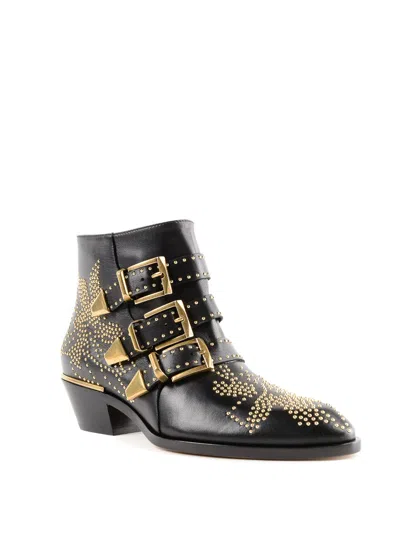 Chloé Women Susan Leather Boots In Black