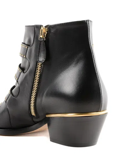 Chloé Women Susan Leather Boots In Black