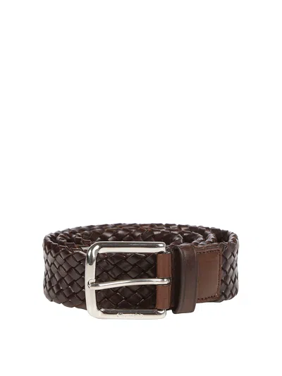 Church's Woven Calfskin Belt With Metal Buckle In Brown