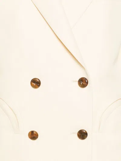 Blazé Milano Esse Double-breasted Er In Linen And Silk In Neutral