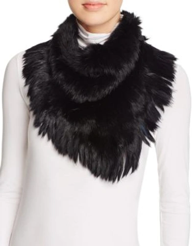 Jocelyn Boho Fringe Rabbit Fur Bandana In Black