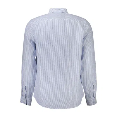 Guess Jeans Blue Linen Men Shirt In Blue