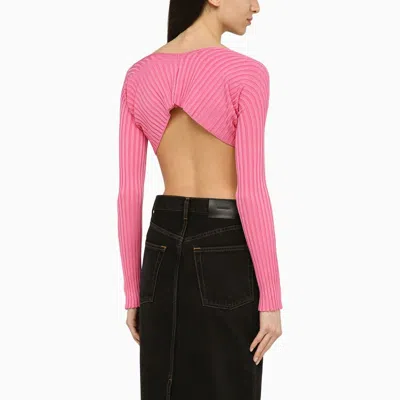 Jacquemus Women's La Maille Pralu Pink Cropped Cardigan In Pink