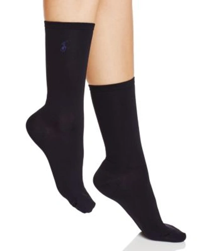 Polo Ralph Lauren Women's Microfiber Flat Knit Trouser Socks In Navy