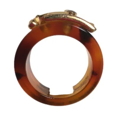 Pre-owned Louis Vuitton Metal Plastic Band Ring () In Brown