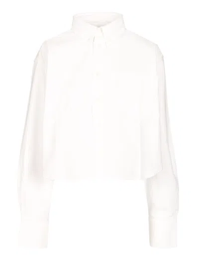 Ami Alexandre Mattiussi Oversized Cropped Shirt Shirts White In White