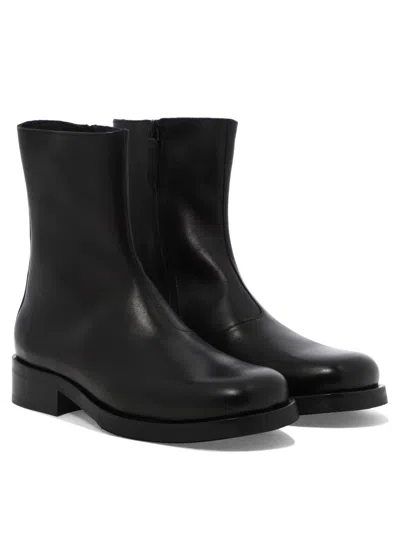 Our Legacy Ankle Boots With Smooth Leather Finish And Side Zipper In Black