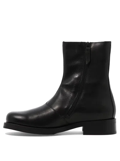 Our Legacy Ankle Boots With Smooth Leather Finish And Side Zipper In Black