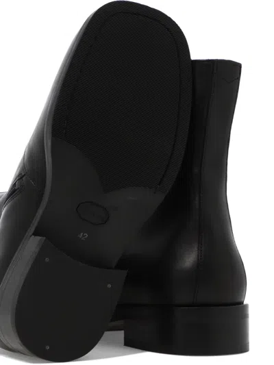 Our Legacy Ankle Boots With Smooth Leather Finish And Side Zipper In Black