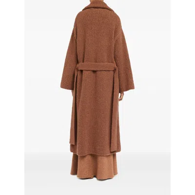 Alanui Ribbed Belted Coat In Brown