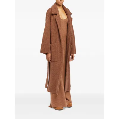 Alanui Ribbed Belted Coat In Brown