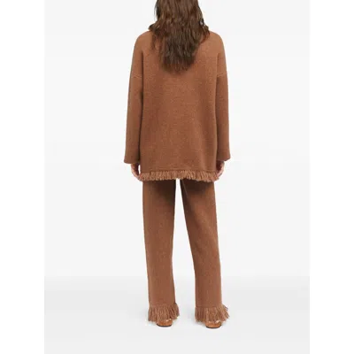 Alanui Finest Fringed Belted Cardigan In Brown
