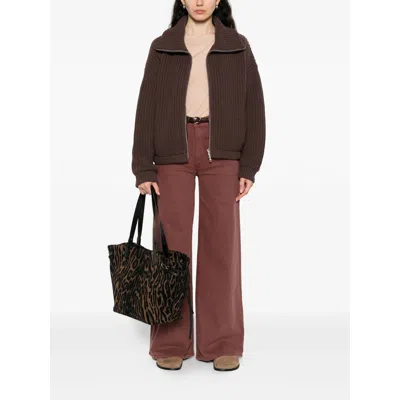 Baserange Long-sleeve Round-neck Top In Brown