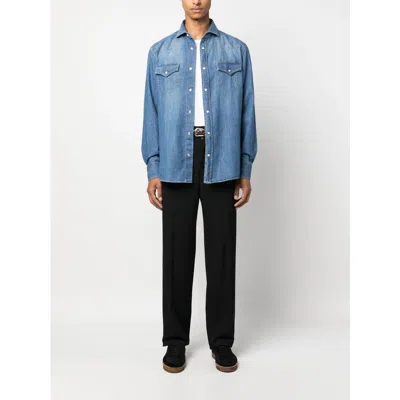 Brunello Cucinelli Cotton Shirts In Blue