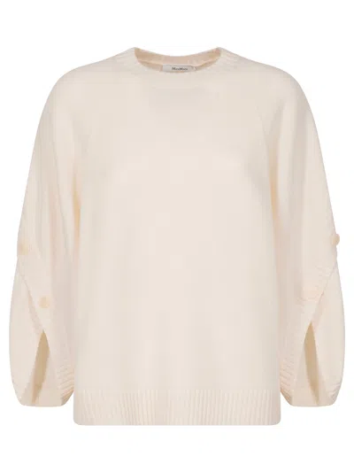 Max Mara Crossover Detail Oversized Wool And Cashmere Sweater Clothing In White