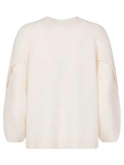 Max Mara Crossover Detail Oversized Wool And Cashmere Sweater Clothing In White